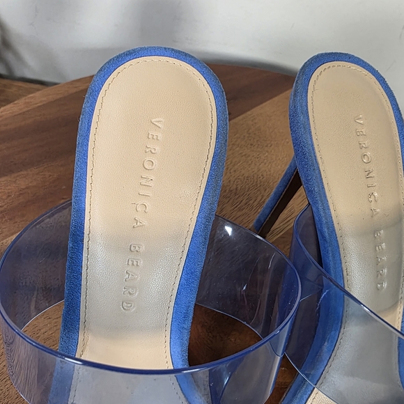 Veronica Beard Asha Blue Suede Stiletto Heels with Transparent Straps Size 7 - Picture 9 of 17